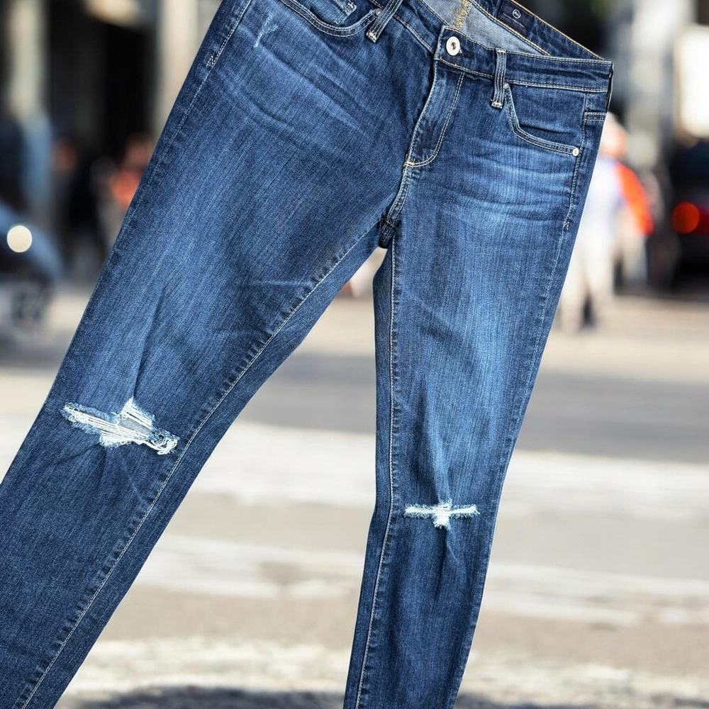 AG Adriano Goldschmied Jeans Womens 28 Blue Distressed Legging Ankle Denim Pants